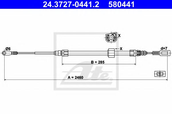 24.3727-0441.2 ATE Brake System Cable, parking brake