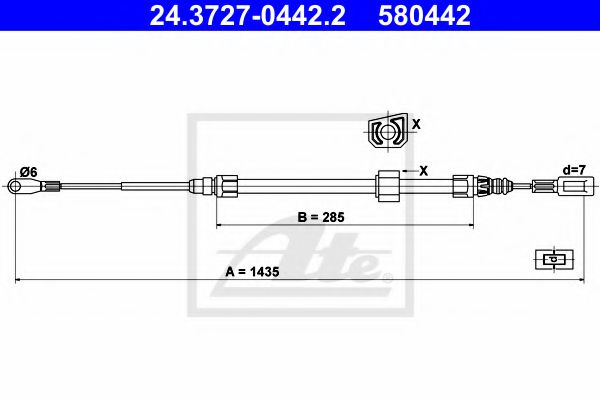24.3727-0442.2 ATE Brake System Cable, parking brake