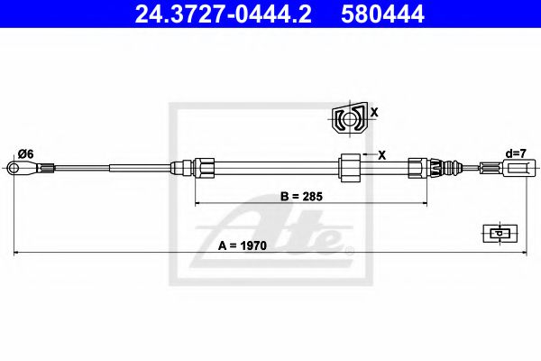 24.3727-0444.2 ATE Brake System Cable, parking brake