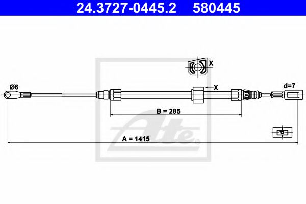 24.3727-0445.2 ATE Brake System Cable, parking brake