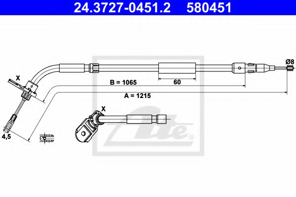 24.3727-0451.2 ATE Brake System Cable, parking brake