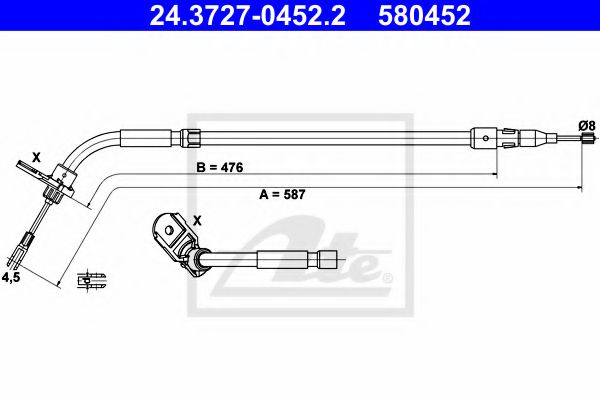 24.3727-0452.2 ATE Brake System Cable, parking brake