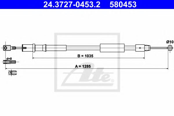 24.3727-0453.2 ATE Brake System Cable, parking brake