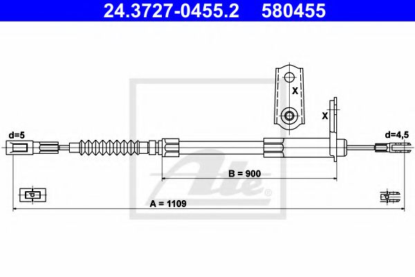 24.3727-0455.2 ATE Cable, parking brake