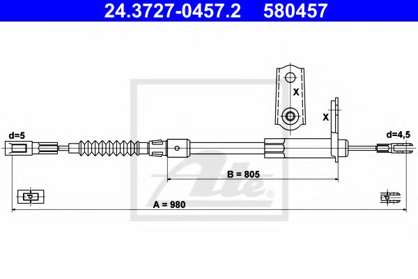 24.3727-0457.2 ATE Brake System Cable, parking brake