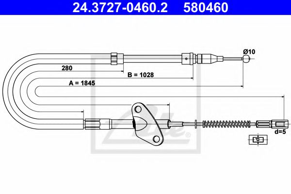 24.3727-0460.2 ATE Brake System Cable, parking brake