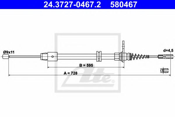 24.3727-0467.2 ATE Cable, parking brake