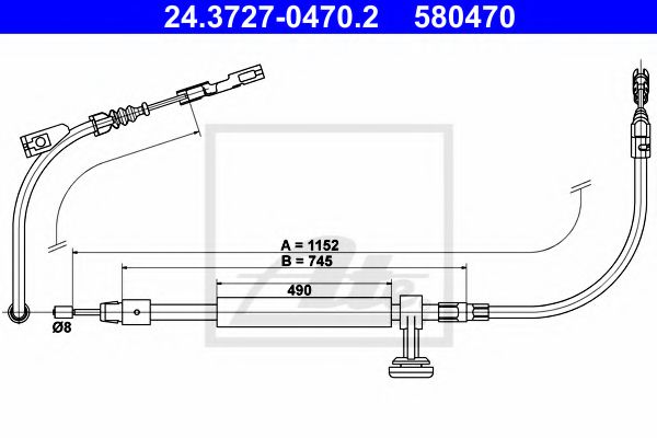 24.3727-0470.2 ATE Brake System Cable, parking brake