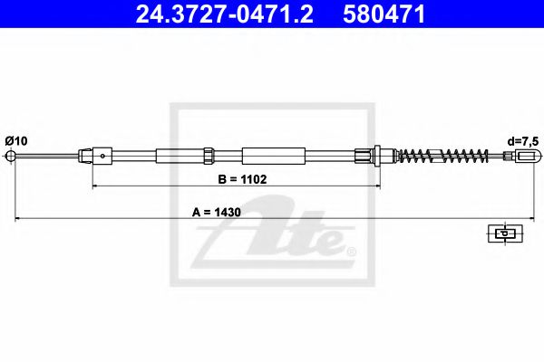 24.3727-0471.2 ATE Cable, parking brake