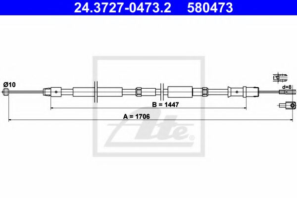 24.3727-0473.2 ATE Brake System Cable, parking brake