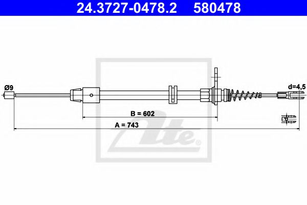 24.3727-0478.2 ATE Brake System Cable, parking brake
