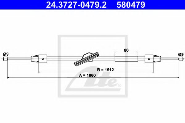 24.3727-0479.2 ATE Brake System Cable, parking brake