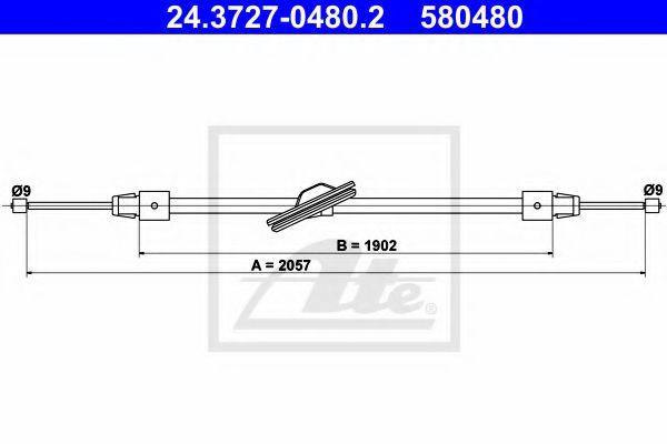 24.3727-0480.2 ATE Brake System Cable, parking brake