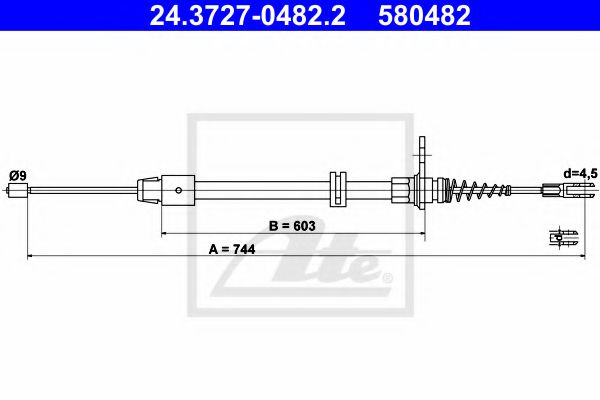 24.3727-0482.2 ATE Brake System Cable, parking brake