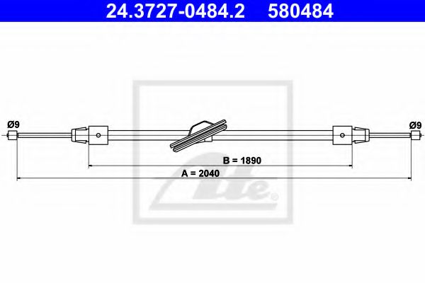 24.3727-0484.2 ATE Brake System Cable, parking brake