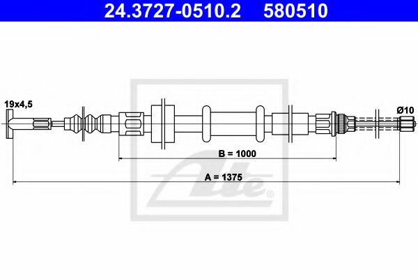 24.3727-0510.2 ATE Cable, parking brake