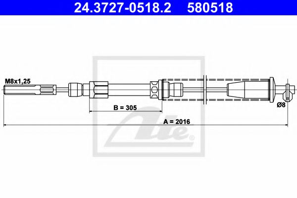 24.3727-0518.2 ATE Brake System Cable, parking brake
