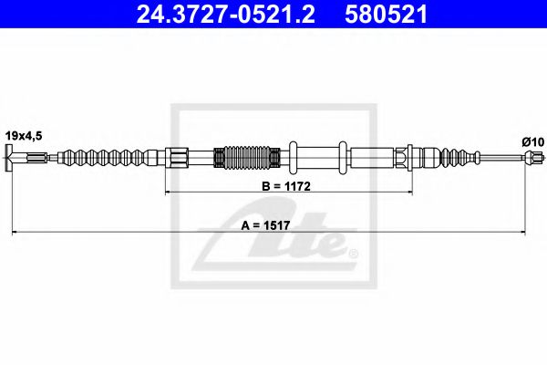 24.3727-0521.2 ATE Brake System Cable, parking brake
