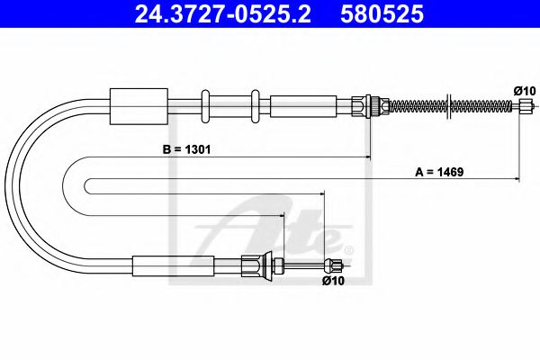 24.3727-0525.2 ATE Brake System Cable, parking brake