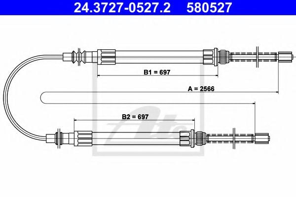 24.3727-0527.2 ATE Brake System Cable, parking brake