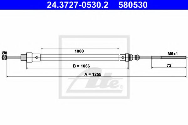 24.3727-0530.2 ATE Brake System Cable, parking brake