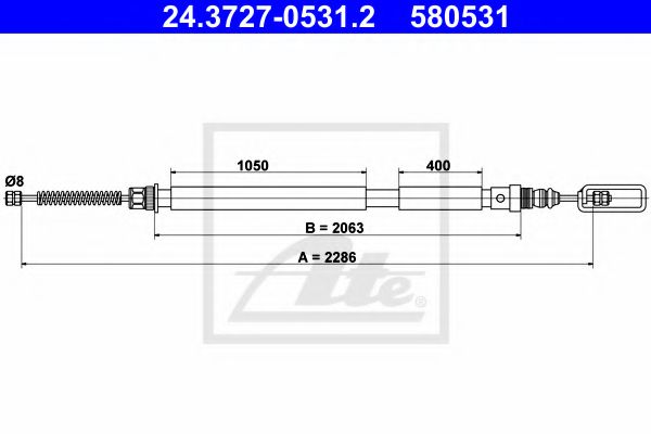 24.3727-0531.2 ATE Brake System Cable, parking brake