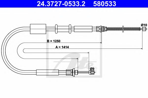 24.3727-0533.2 ATE Brake System Cable, parking brake