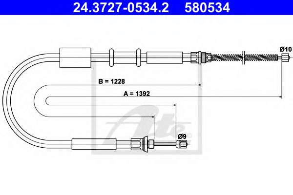 24.3727-0534.2 ATE Brake System Cable, parking brake