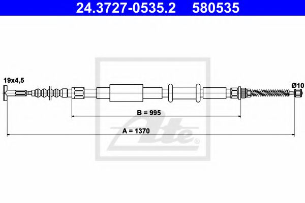 24.3727-0535.2 ATE Brake System Cable, parking brake