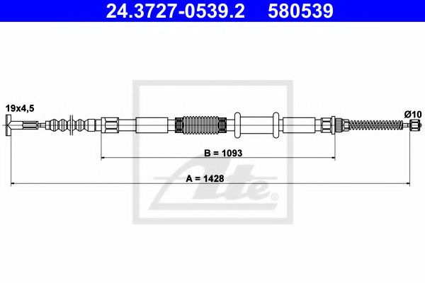 24.3727-0539.2 ATE Brake System Cable, parking brake