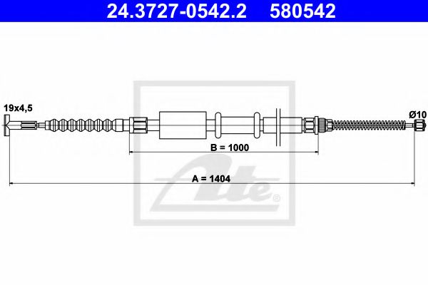 24.3727-0542.2 ATE Brake System Cable, parking brake