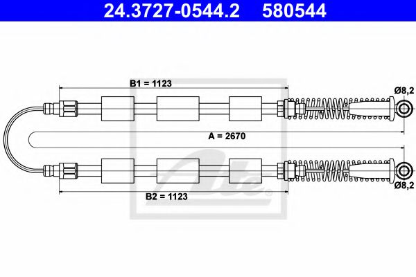 24.3727-0544.2 ATE Brake System Cable, parking brake