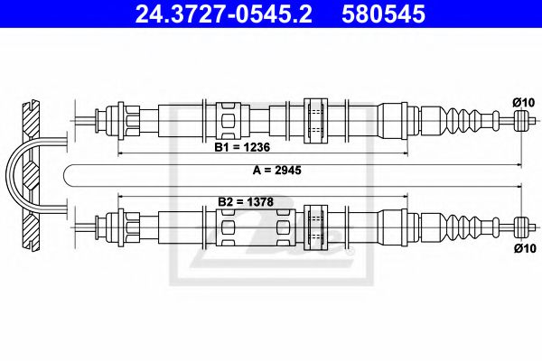 24.3727-0545.2 ATE Brake System Cable, parking brake
