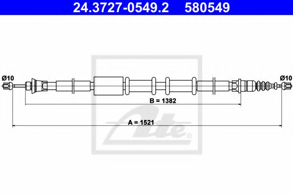24.3727-0549.2 ATE Brake System Cable, parking brake