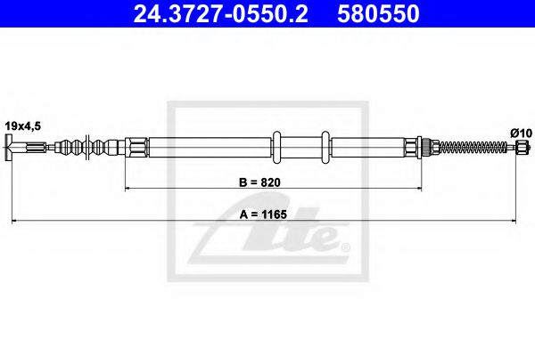 24.3727-0550.2 ATE Brake System Cable, parking brake