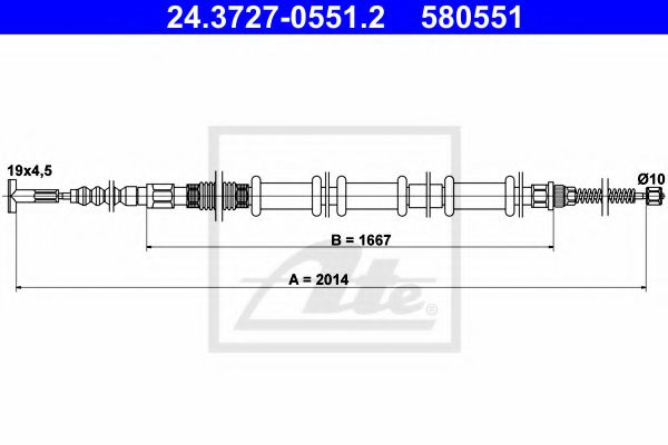 24.3727-0551.2 ATE Brake System Cable, parking brake