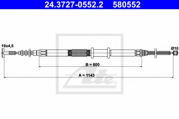 24.3727-0552.2 ATE Brake System Cable, parking brake