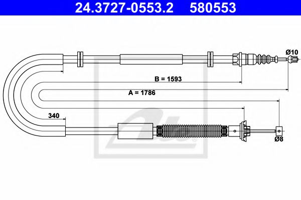 24.3727-0553.2 ATE Brake System Cable, parking brake