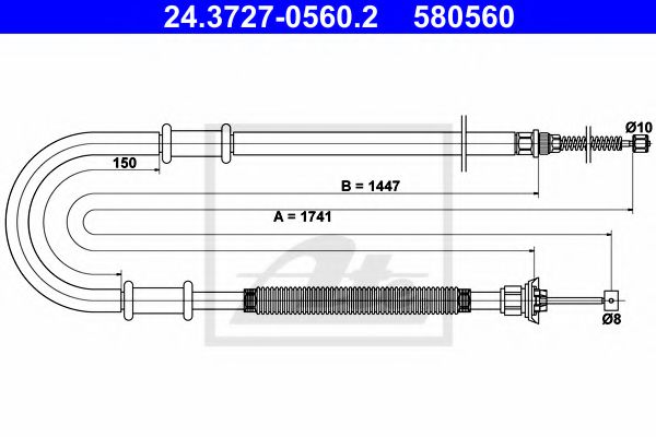 24.3727-0560.2 ATE Brake System Cable, parking brake