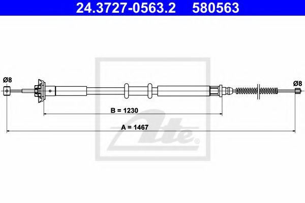24.3727-0563.2 ATE Brake System Cable, parking brake
