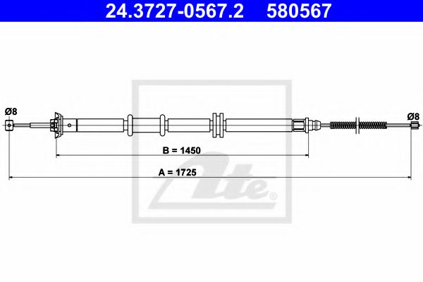 24.3727-0567.2 ATE Brake System Cable, parking brake