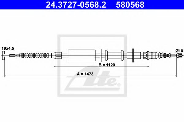 24.3727-0568.2 ATE Brake System Cable, parking brake