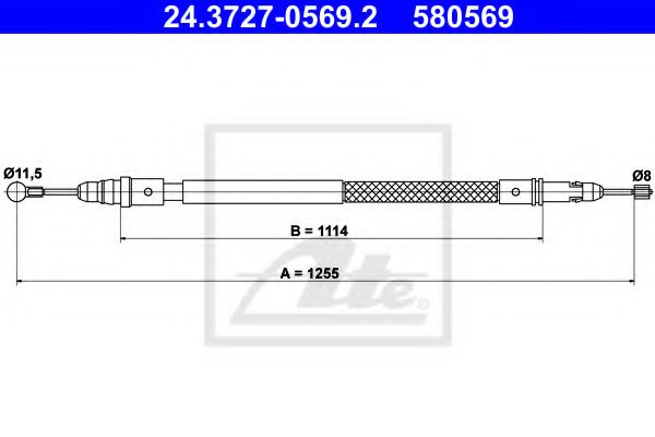 24.3727-0569.2 ATE Brake System Cable, parking brake