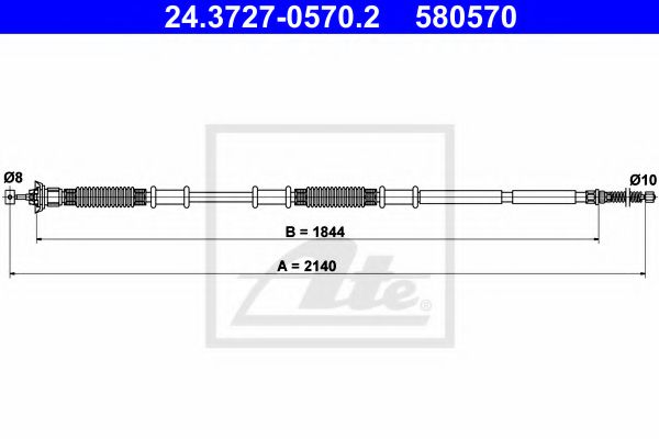 24.3727-0570.2 ATE Brake System Cable, parking brake