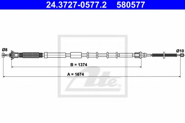24.3727-0577.2 ATE Cable, parking brake