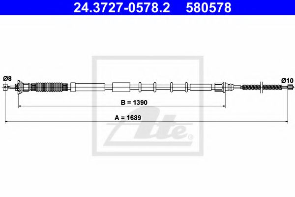 24.3727-0578.2 ATE Brake System Cable, parking brake