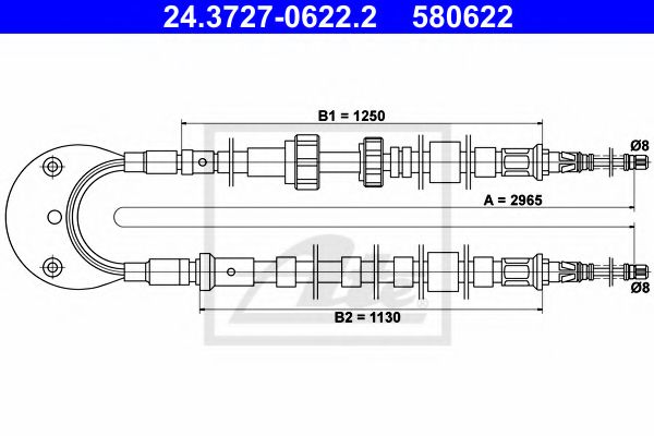 24.3727-0622.2 ATE Brake System Cable, parking brake
