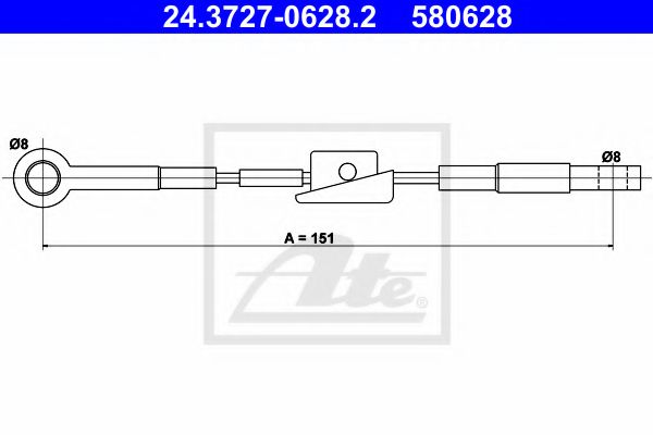 24.3727-0628.2 ATE Brake System Cable, parking brake
