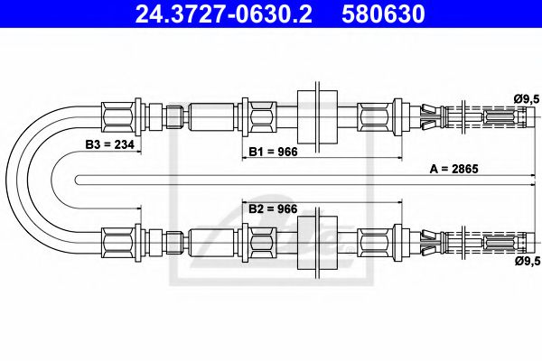 24.3727-0630.2 ATE Brake System Cable, parking brake