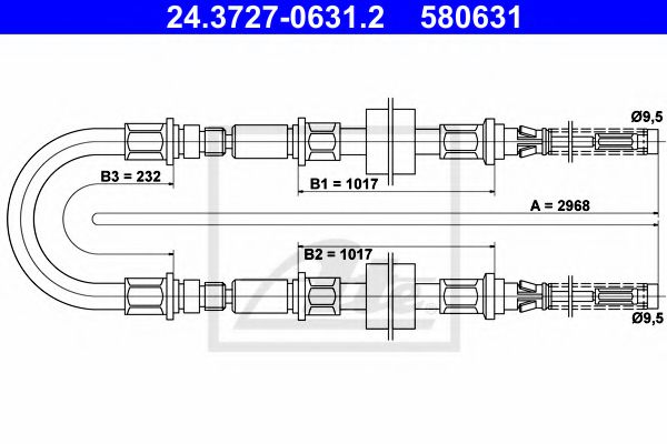 24.3727-0631.2 ATE Brake System Cable, parking brake